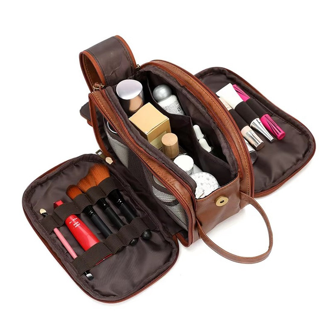 PU Leather Toiletry Bag For Men Large Travel Wash Bag Shaving Water-Resistant UK