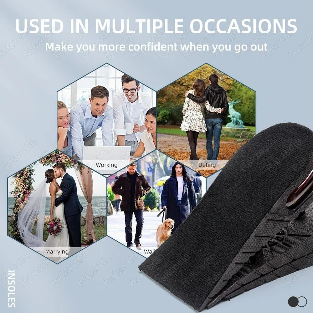 Height Increase Insoles Men Women Invisible Heel Lift Taller Shoe Inserts 2 Pads