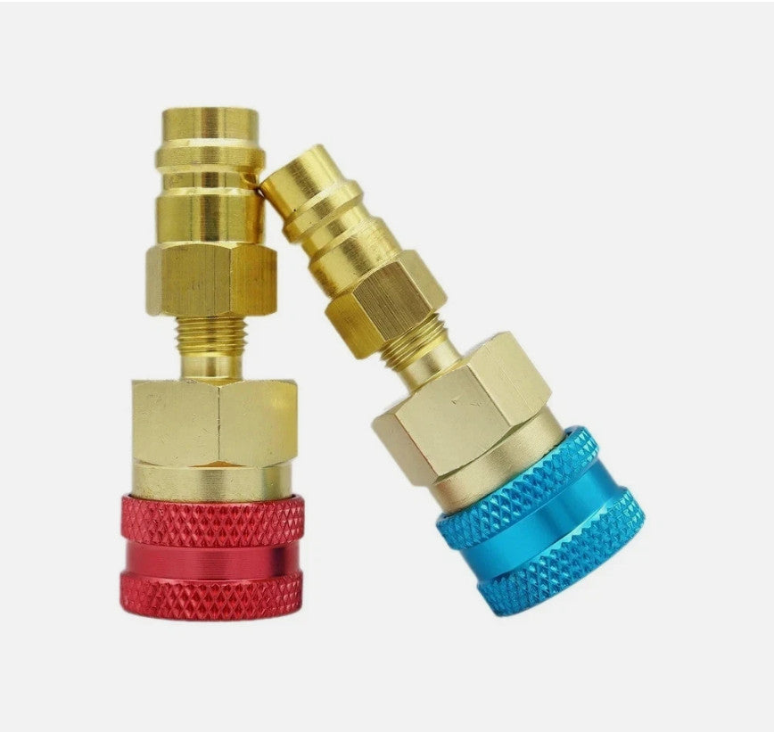 2pcs Couplers Connectors Adapters R1234YF to R134A High&Low Side Quick Coupler