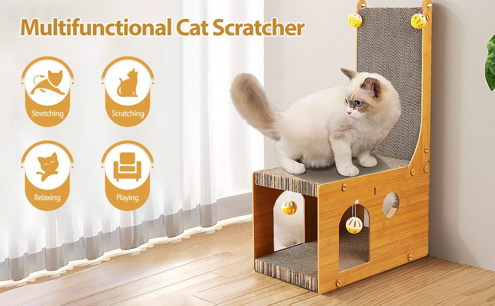 NEW L-shaped cat scratcher is made of non-toxic corrugated paper
