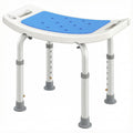 HOMCOM Adjust Aluminium Bath Stool Spa Chair Non-Slip w/ Shower Hole, Blue