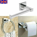 Polished Chrome Bathroom Toilet Roll Holder and Towel Ring Set Fittings