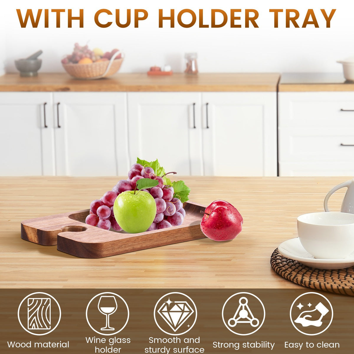 2Pcs Wine Appetizer Plates Wood Appetizer Plates With Wine Glass Holder