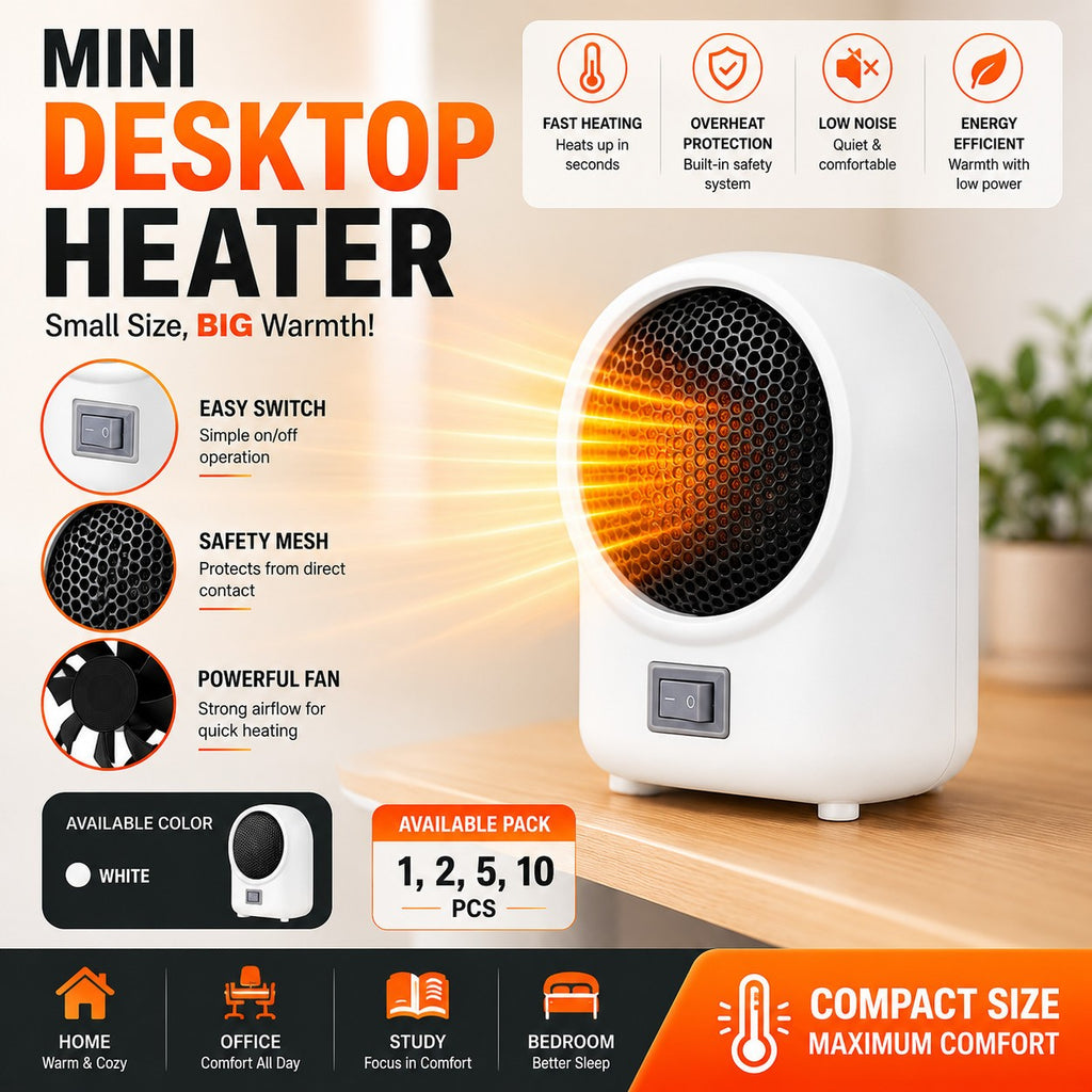 Mini Electric Heater Portable Desktop Winter Fan Air Heating Warmer Home Office