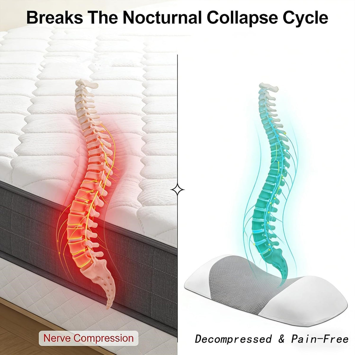 Sciatica Pillow – Ergonomic Memory Foam Lumbar Support Pillow for Bed