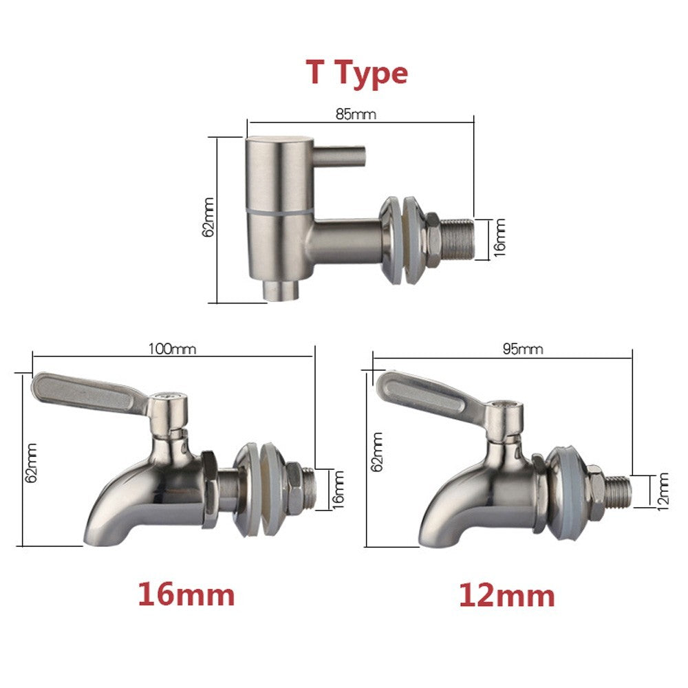 Stainless Steel Dispenser Tap Thread Dia Bottled Water Dispenser Spigot Faucet