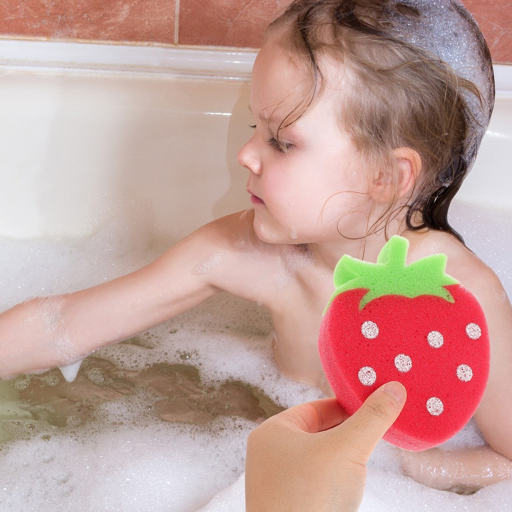 4 Pcs Kids Shower Sponge Fruit Design Bath Balls for Gentle Cleaning