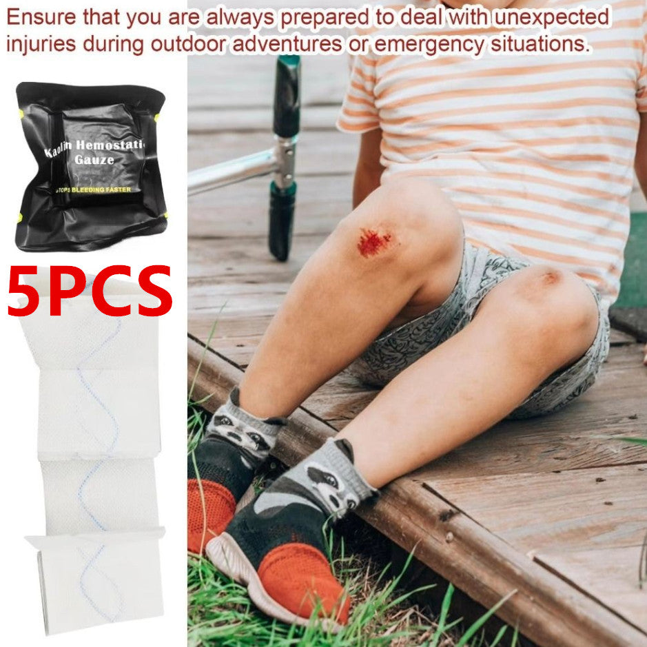 5pcs Rapid Hemostatic Z-Fold Gauze Stops Bleeding Fast Emergency Wound Dressing
