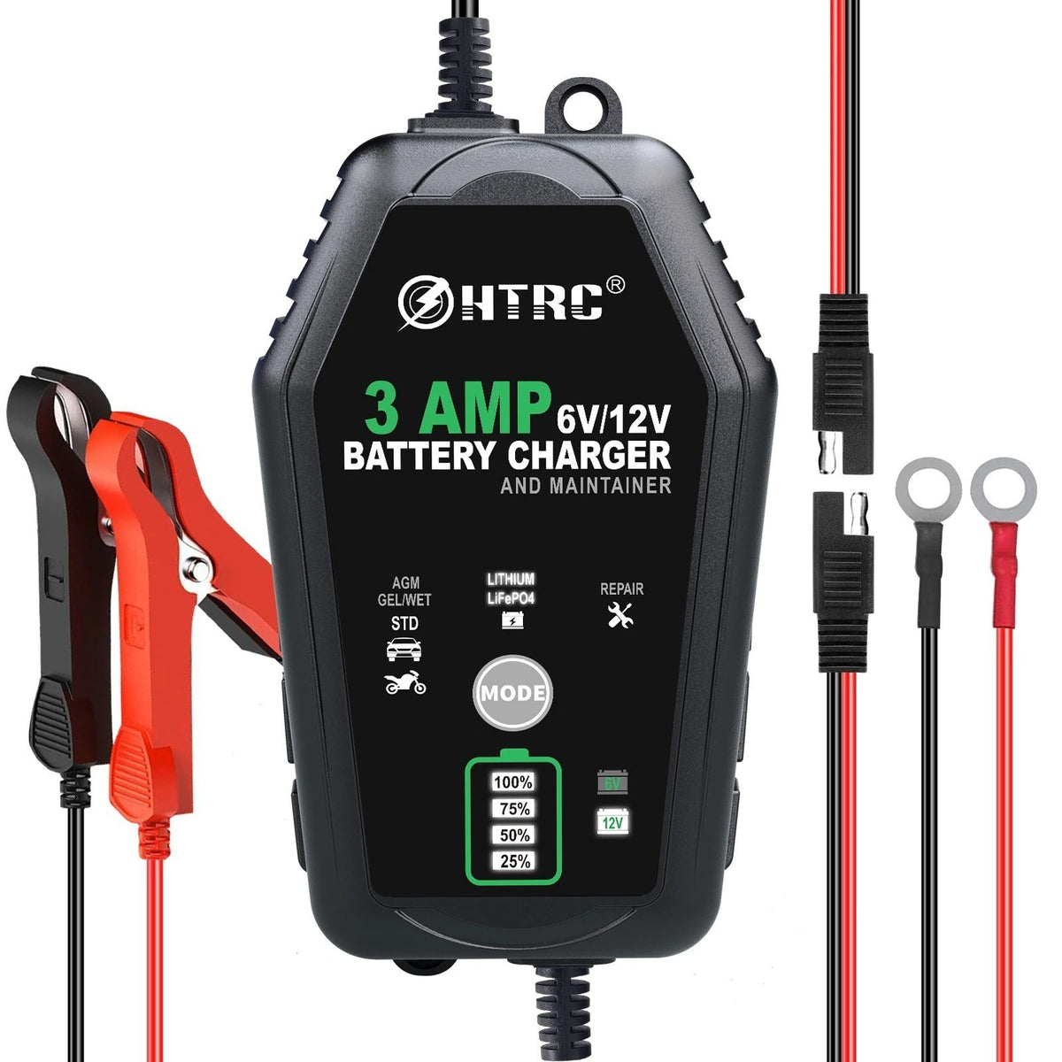 6V 12V 3000mA Smart Battery Charger Automatic for Trickle Lithium UK PLUG
