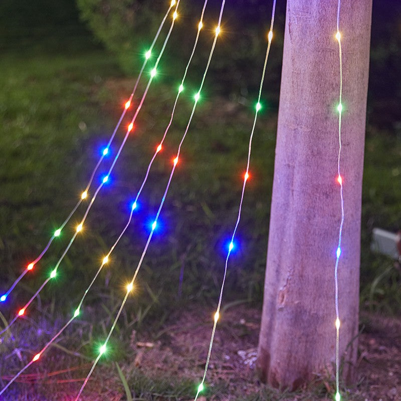 198Led Waterfall Christmas String Light Led Star Xmas Tree Light Uk Plug Outdoor