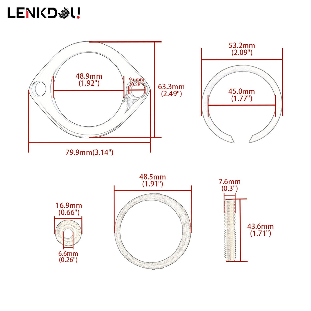 For Harley Big Twin Exhaust Flange Install Kit Pair Flanges Gaskets Nuts Washers
