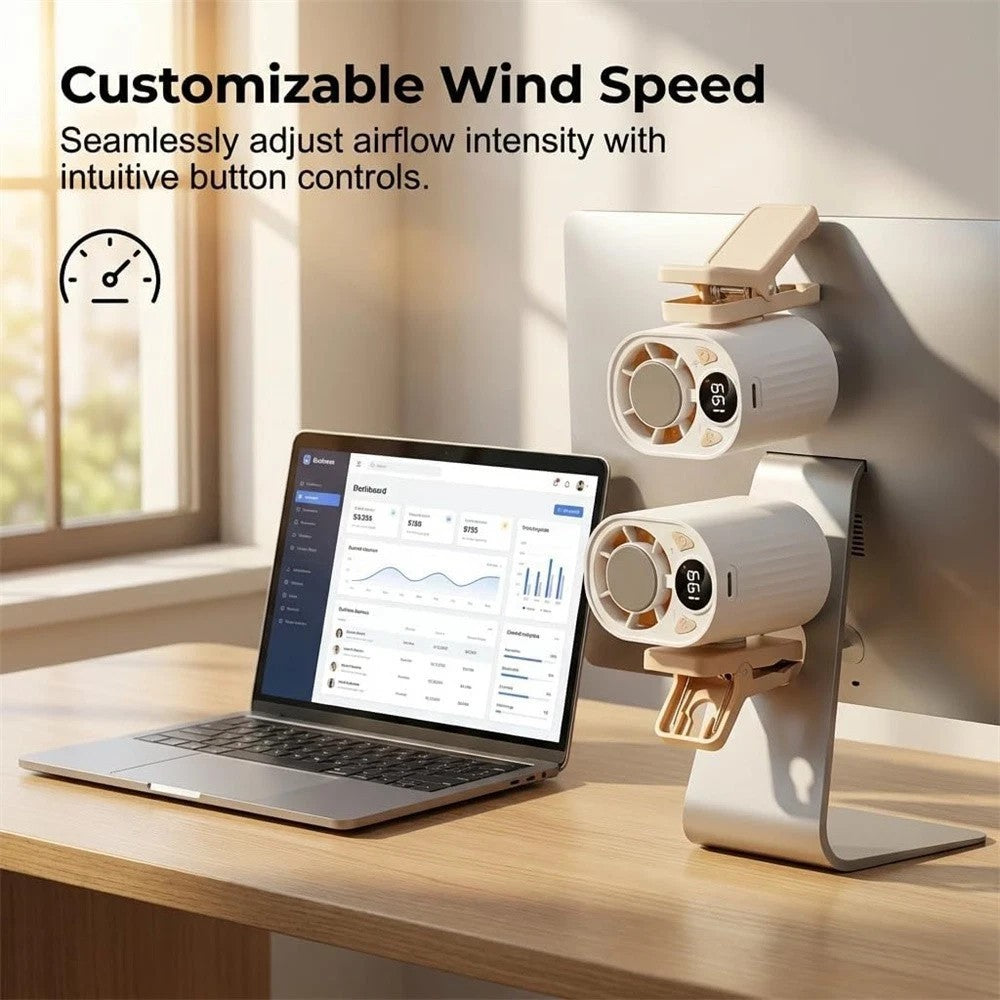 Clip On Ice Cold Fan for Waist Semiconductor Cooling with LED Display USB Fans