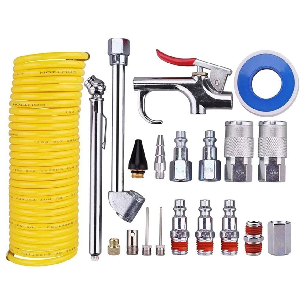 20 Piece Air Compressor Air Line Accessories Spray Gun Tools Kit Air Hose Set