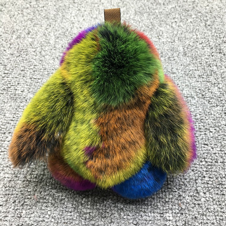Cute Rabbit Fur Bunny Fluffy Rabbit Keyring Bag Pendant Keychain Furry Colorful