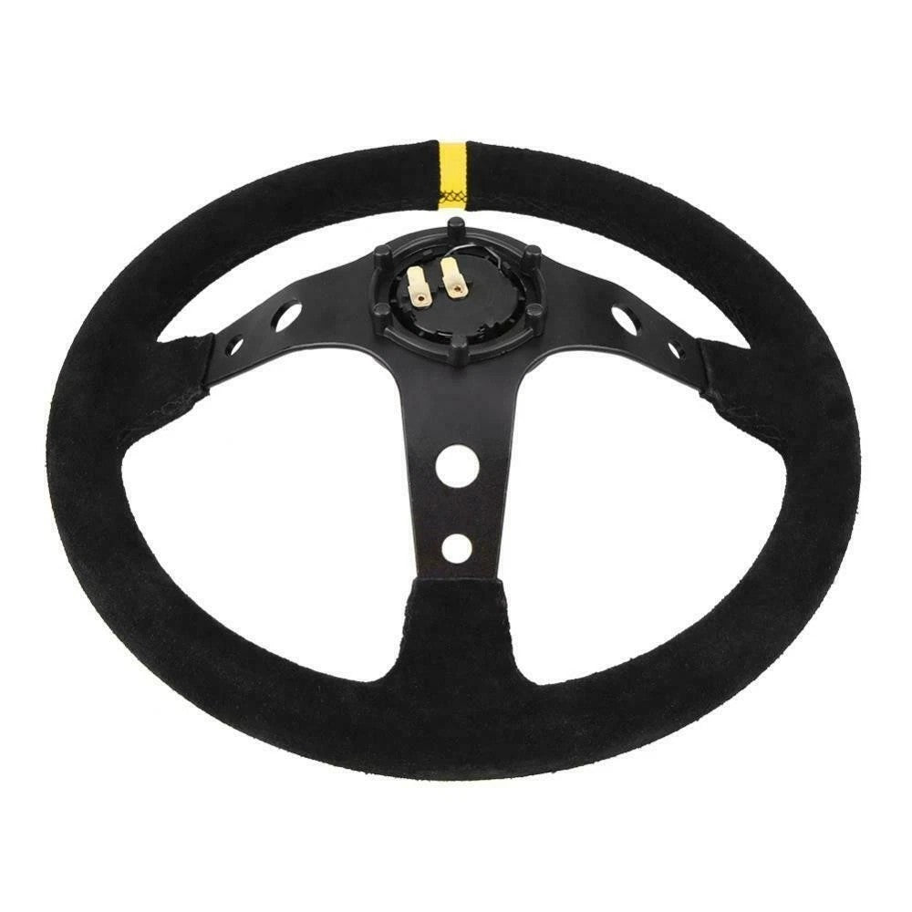 6 Bolt Steering Wheel 350mm Black Suede Fits for Race Rally Road Deep Dished UK