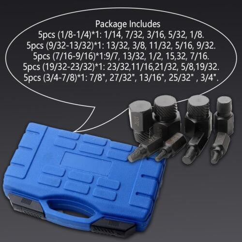 25PCS Easy Out Bolt Extractor Set, Multifunctional Stud Damaged Screw Extractor