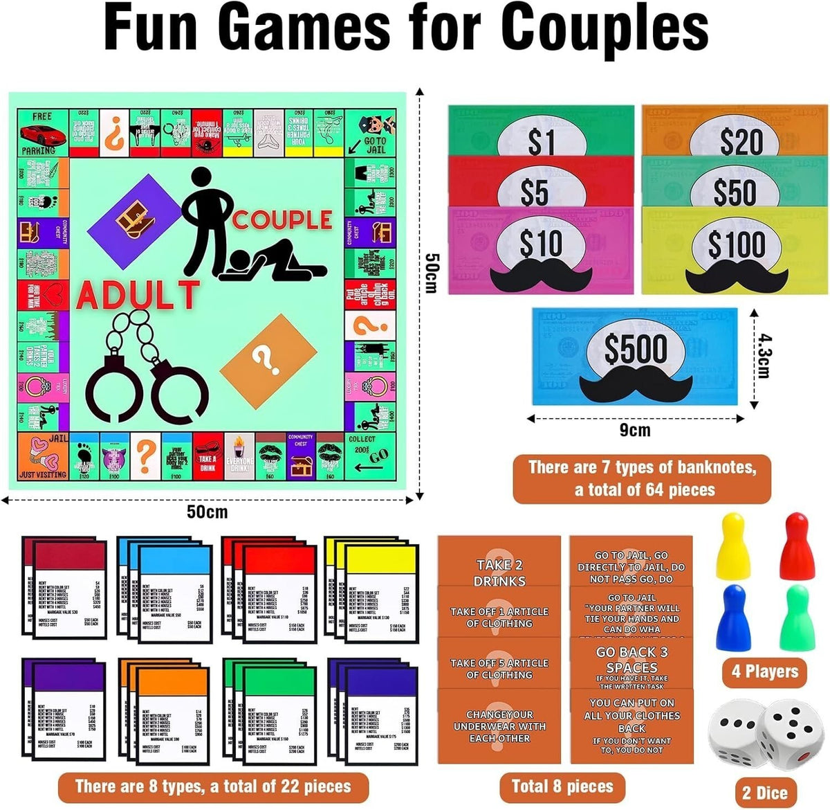 Couple Adult Opoly Board Game Deck Cards Date Night Ideas Conversation Intimacy