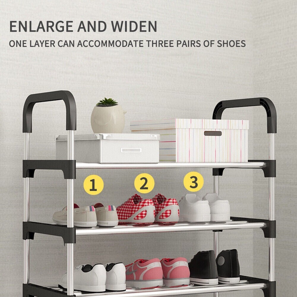 Shoe Rack 5 Tier Stand Compact Space Saving Shoes Storage Organiser Shelf Steel