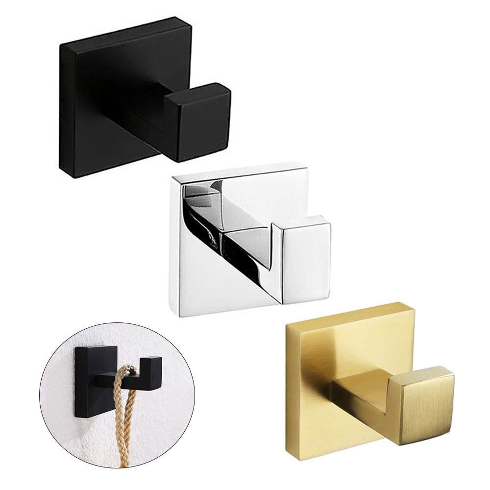 2PCS Towel Hook Robe Hanger Holder Stainless Steel Bathroom Wall Mounted