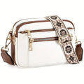Women Leather Cross Body Bag, Wide Strap Shoulder Messenger Handbag for Ladies