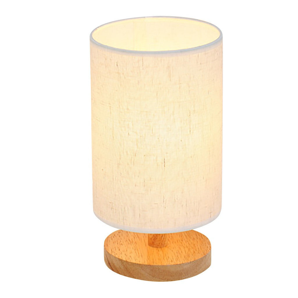 Nordic Cylinder Bedside Table Lamp Dimmer Wooden Table lamp Fabric Lampshade