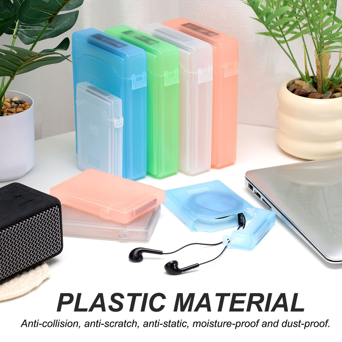 11*7.6cm Hard Drive Disk Case, 5Pcs Plastic Hard Disk Storage Case, White