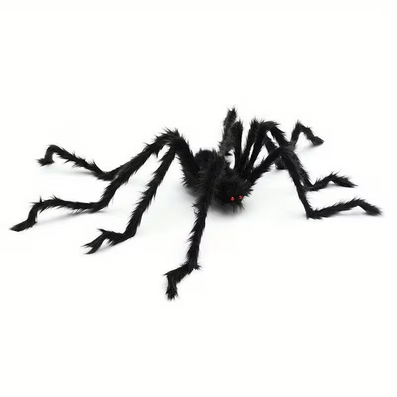 Halloween Giant Plush Spider Decoration Scary Black Hairy Spider Prop 30-200cm