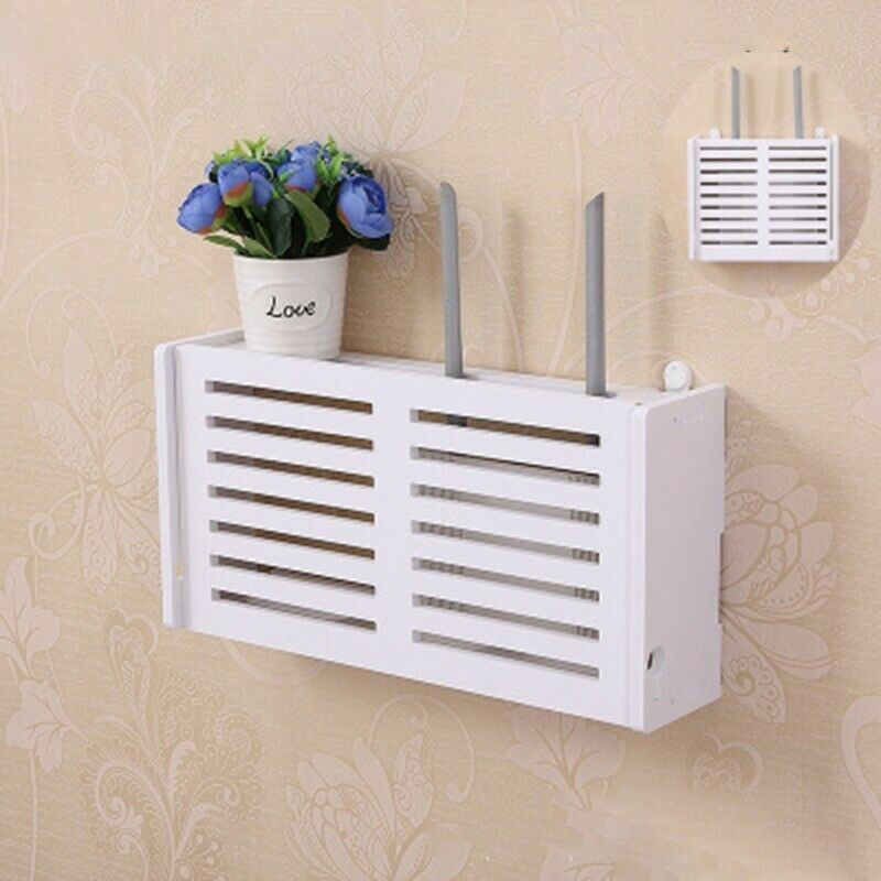 Wall Mount Wifi Router Storage Bracket Hanging Shelf Cable Wire Organizer Box UK