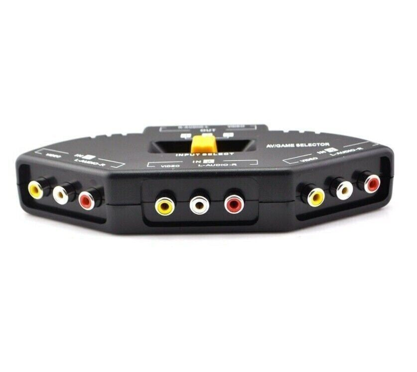 3-Way Audio Video AV RCA Black Switch Selector Box Splitter Signal Switcher