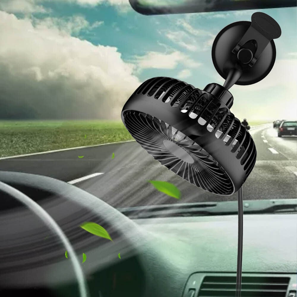 3 Speed USB Cooling Fan with Suction Cup For Car Van Caravan Universal 12V/24V