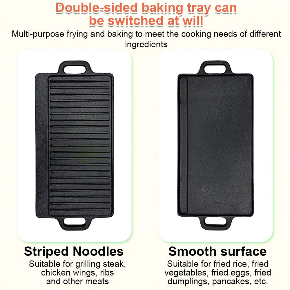 Cast Iron Non Stick Frying Pan Griddle Skillet Cooking Plate Hob Stove BBQ Grill