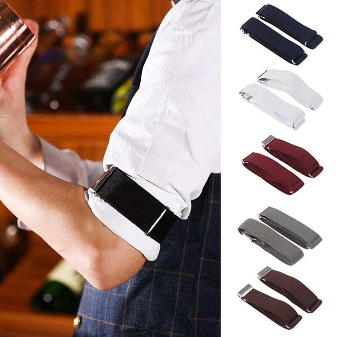 Adjustable Elastic Non Slip Shirt Belt Cufflinks Sleeves Holder Arm Garter sh