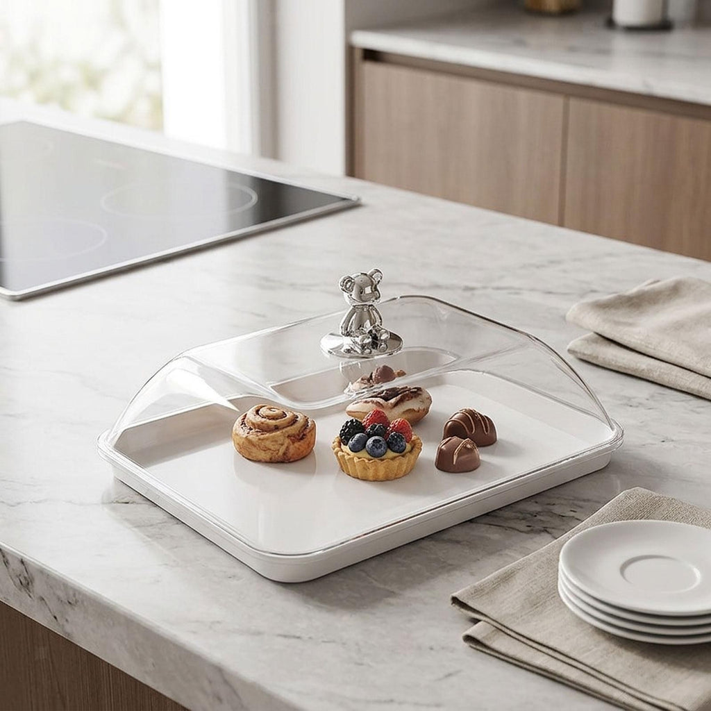 Cake Stand with Clear Dome Cake Serving Tray Cookie Platter Pastry Display