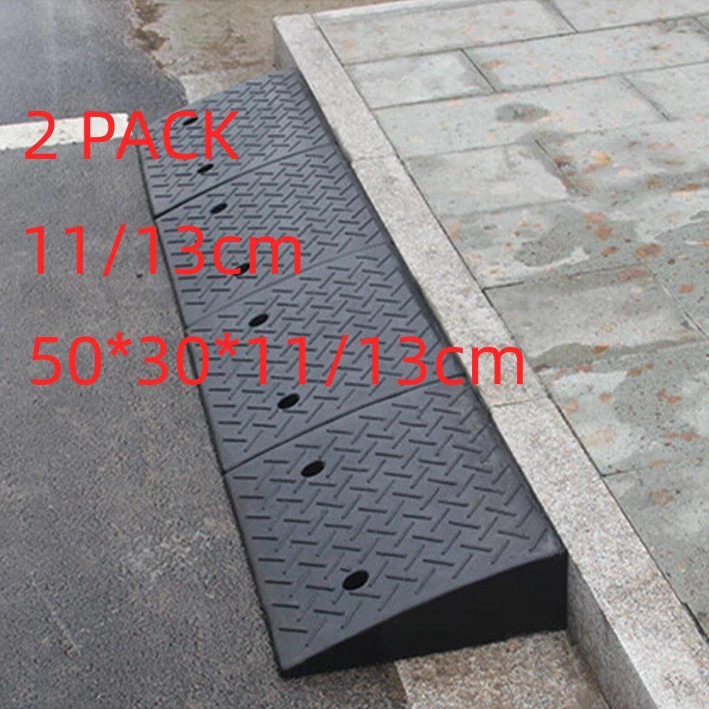 2PCS Durable Plastic Curb Ramps - Anti-Slip Access for Wheelchairs & Motorcycles