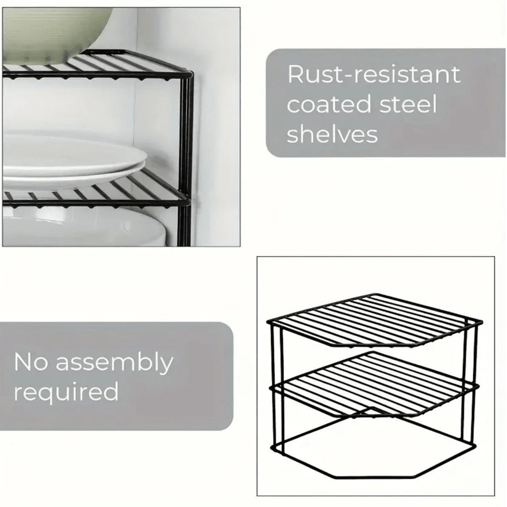 Multifunction 3 Tier Corner Plate Kitchen Cupboard Organiser Tidy Storage Rack
