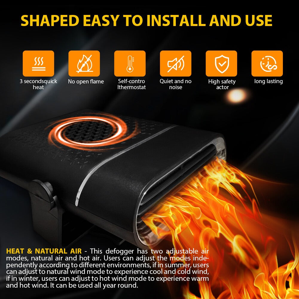 12V 150W Electric Heating Car Van Heater Defogger Demister Cooler Fan Portable