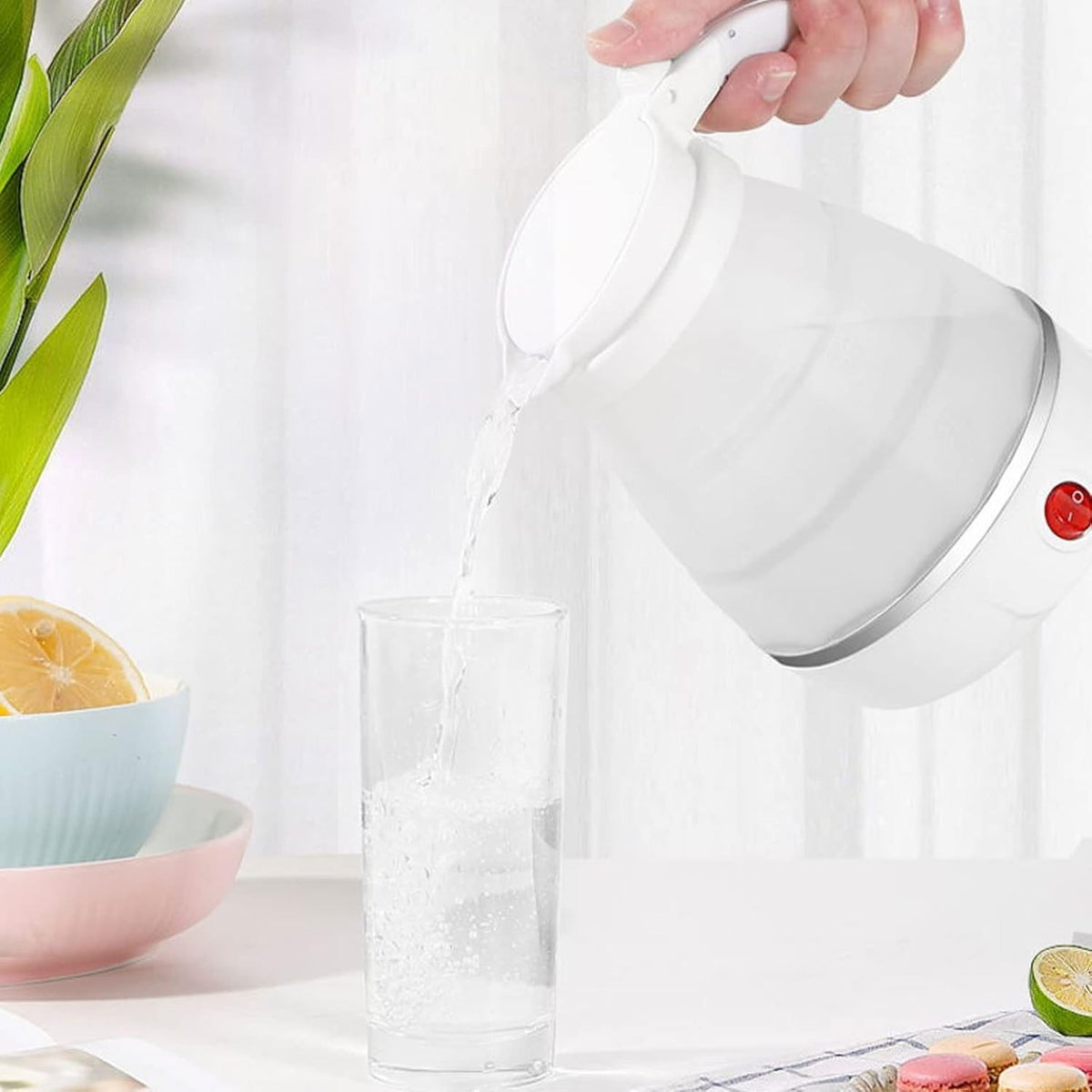600ML Electric Foldable Kettle Main Camping Travel Silicone White Free Delivery