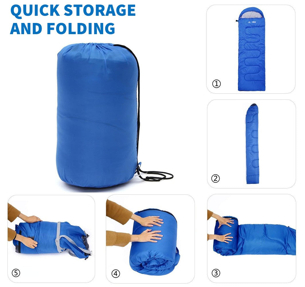 Waterproof 4 Season Envelope Sleeping Bag Single Zip Design Camping Hiking Use