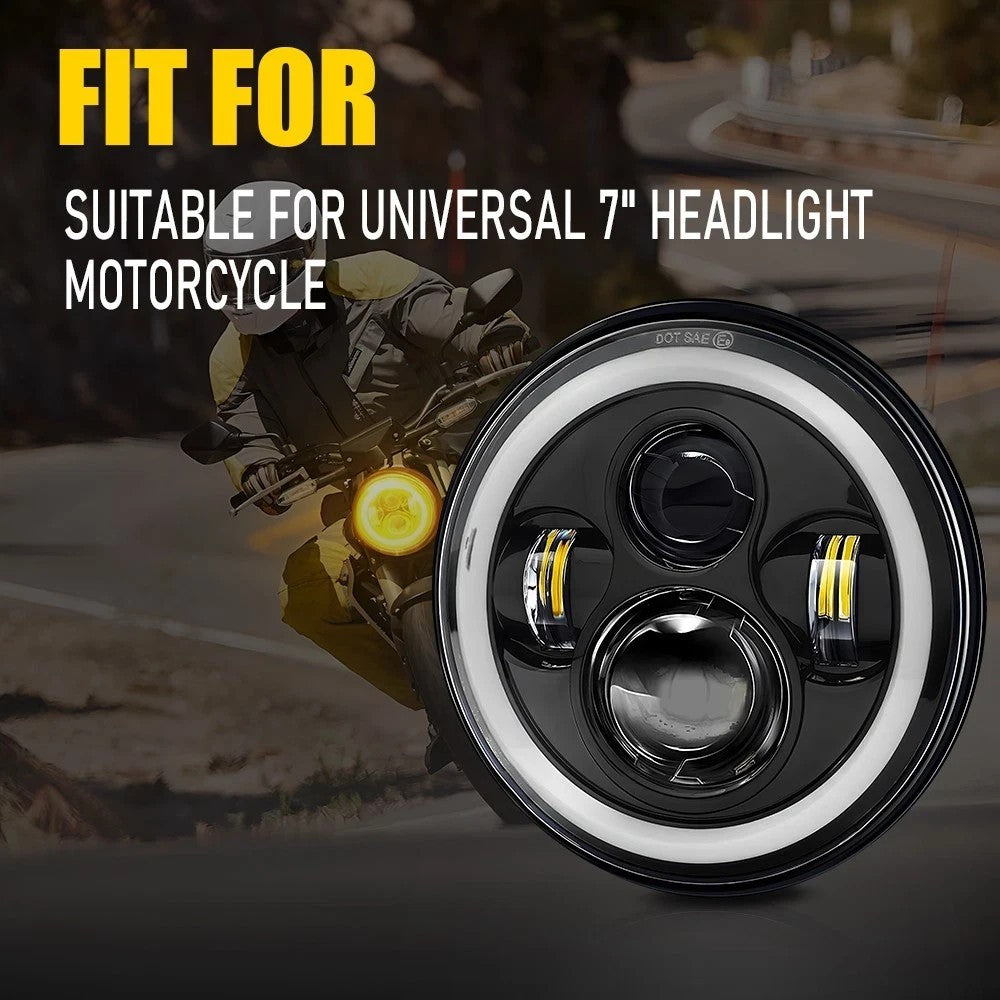 Universal Motorcycle Headlight 7" inch Motorbike Hi/Lo LED Front Light Headlamp
