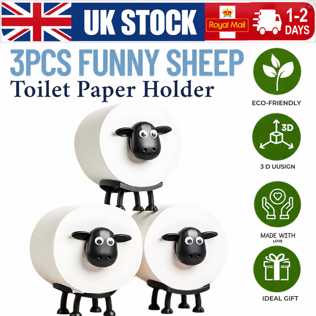 3Pcs Funny Sheep Toilet Paper Holder – Quirky Bathroom Decor & Loo Roll Storage