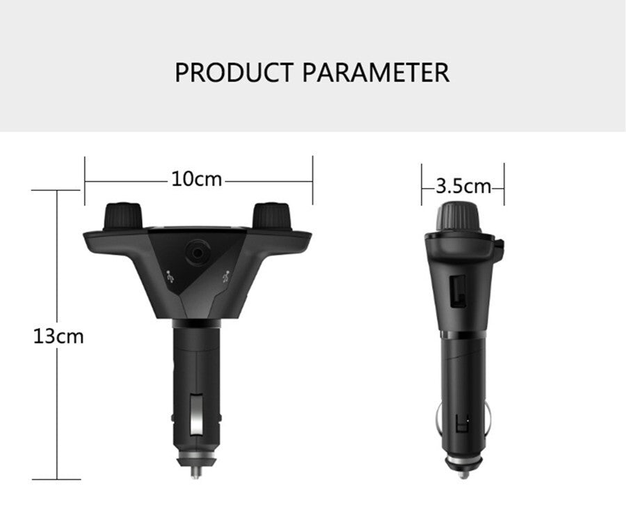 Car Wireless Bluetooth MP3 FM Transmitter AUX Audio Stereo Adapter 2 USB Charger