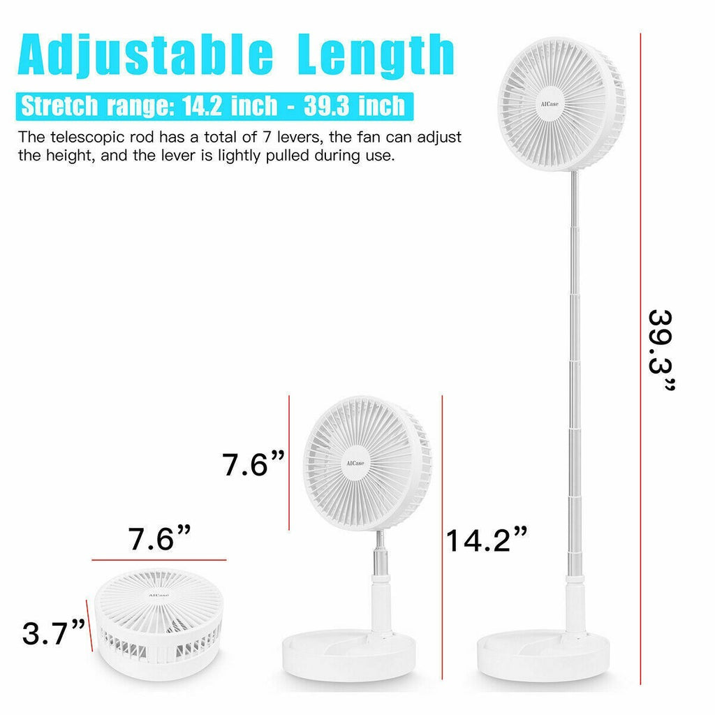 Telescopic Cordless Fan Cooling Wireless Folding Portable Rechargeable Fan UK