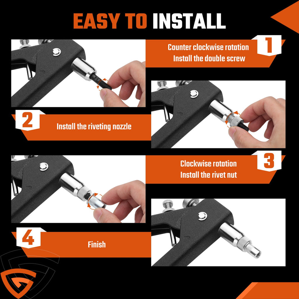 170pcs Professional Hand Nut Tool Riveter Rivnut Gun Kit Mandrels Repair M3-M8