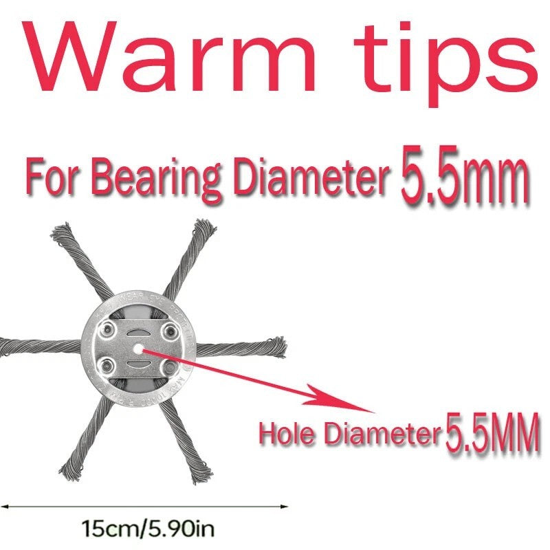 6" Grass Strimmer Head Trimmer Brush Steel Wire Wheel Garden Weed trimmer Tools