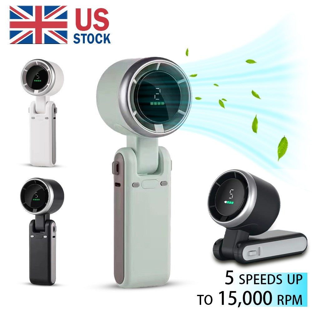 Rechargeable Handheld Turbo Fan with Digital Display Portable Travel Mini Fan UK