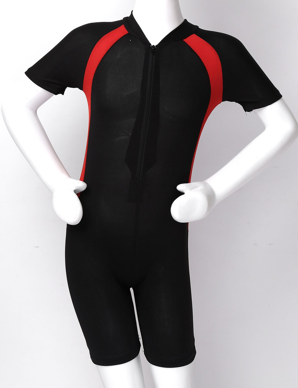 Boys&Girls Short Sleeves Zippered Swimming Costume Swimsuit Rash Guard