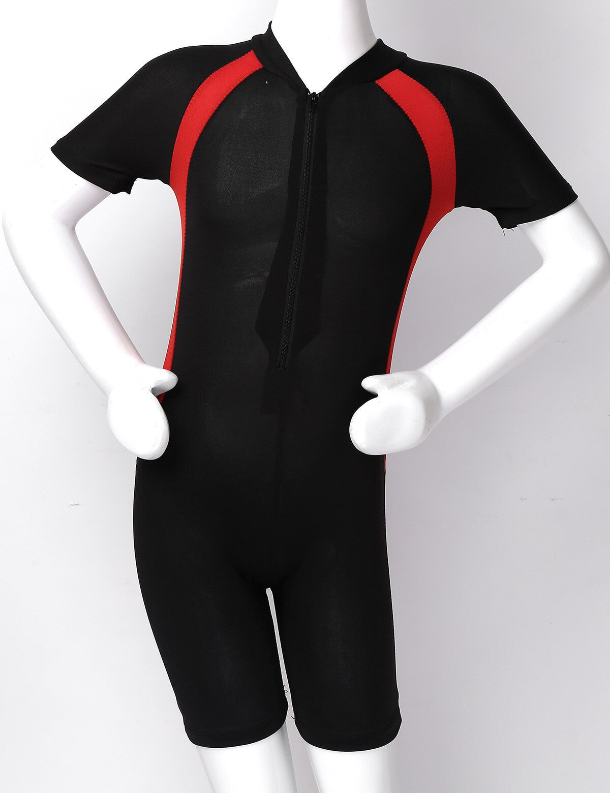 Boys&Girls Short Sleeves Zippered Swimming Costume Swimsuit Rash Guard