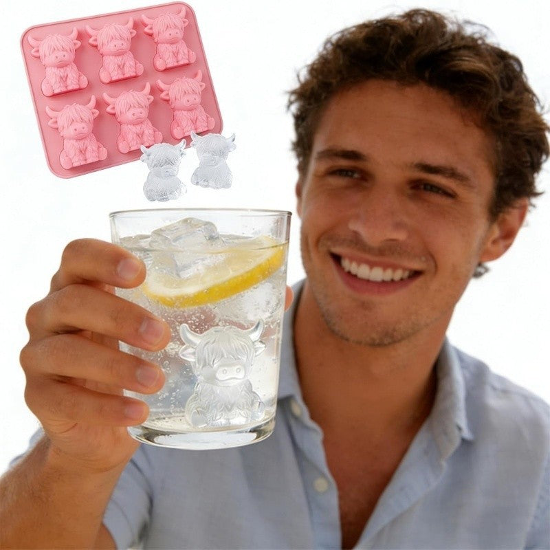 Mini Highland Cow Ice Cube Mold, Cute 3D Highland Cow Silicone Ice Cube Tray