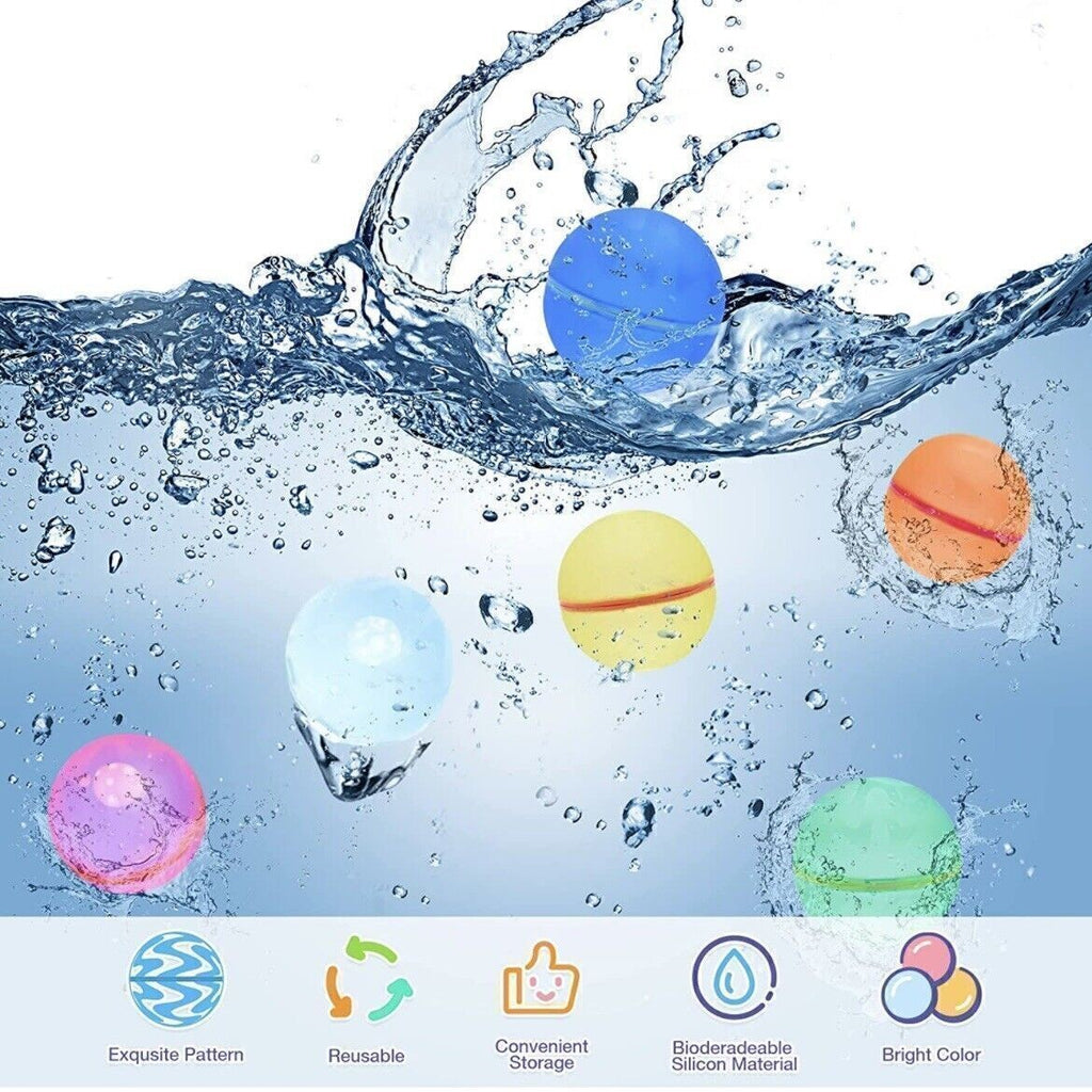 10/24 Pcs Reusable Water Balloons Silicone Splash Balls with Snap Lock, Outdoor