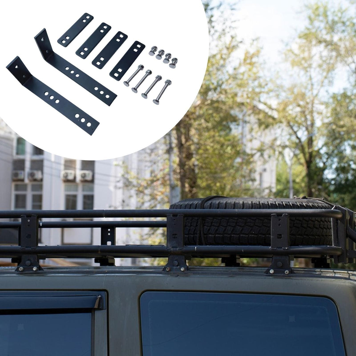 Car Awning Mounting Hardware Bracket Kit , Black with L & i Shape Brackets